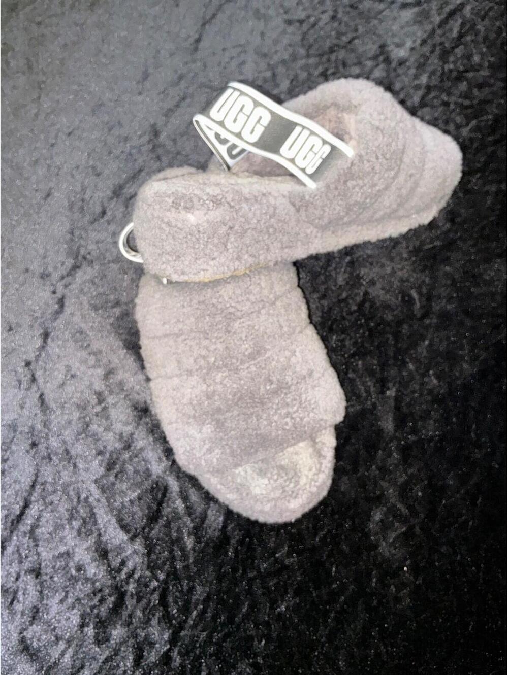 UGG Fluff Yeah Slide Charcoal Woman's Sheepskin Slipper Sandals Size 9
